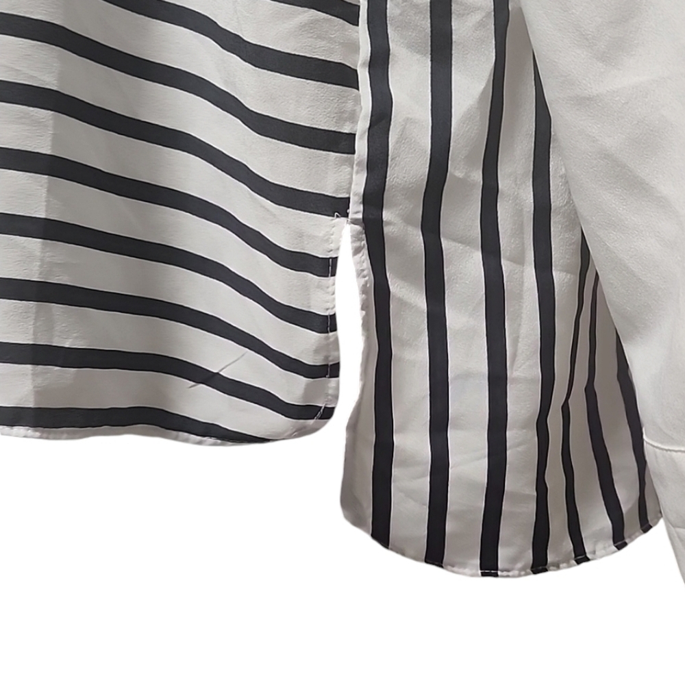OLD NAVY Color Block Striped Tunic Top L Zipper Back Long Sleeve Blouse Shirt - Picture 10 of 14